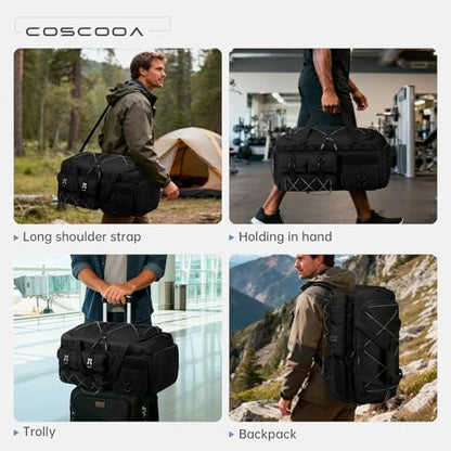 60L Gym Bag with Shoe Compartment 3 in 1 Tactical Duffle Bag - color: Khaki, size: 60L
