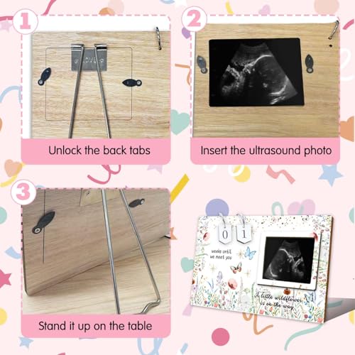 Wildflower Sonogram Picture Frame,Ultrasound Photo Frame Baby Countdown - size: wildflower
