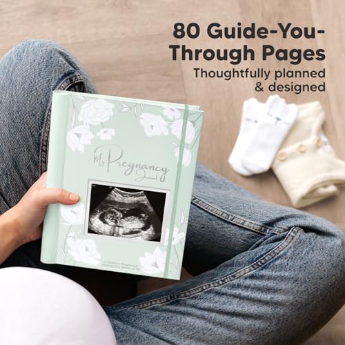 Pregnancy Journal, Pregnancy Announcements, 80 Pages Hard Cover Book (Sage) - color: Sage