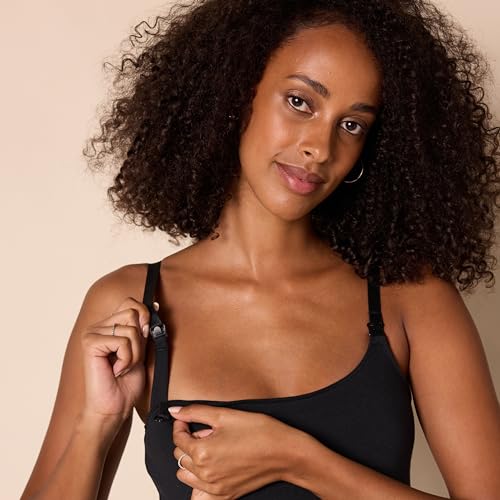 Amazon Essentials Women's Maternity Nursing Camisole with Adjustable Straps and Built-in Shelf Bra, Pack of 2 - color: 2-pack Black/Stripe, size: Small