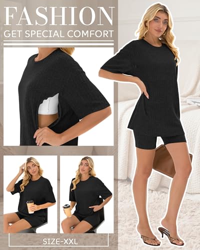 Women's Nursing 2 Piece Outfit Set - color: Black, size: Large