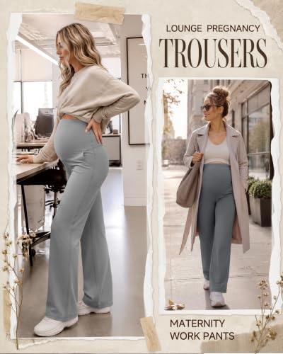 3 Pack Women's Maternity Yoga Pants with Pockets - color: Black, Light Gray, Dark Gray, size: Small