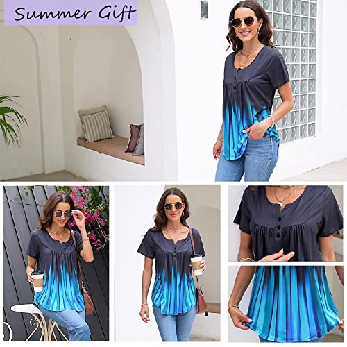 Womens Summer Plus Size Tops Blouses Short Sleeve Shirts Lace Pleated Tunic Tops M-4XL - color: A 01-337-grey, size: Medium