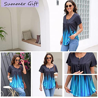 Womens Summer Plus Size Tops Blouses Short Sleeve Shirts Lace Pleated Tunic Tops M-4XL - color: A 01-337-grey, size: Medium