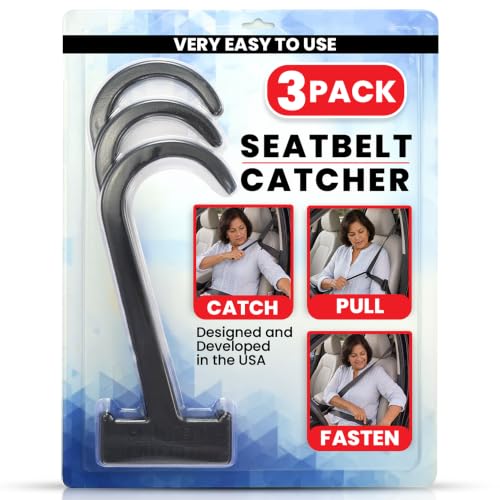 Seat Belt Catcher, Grabber, Seatbelt Reacher Tool - Black, 3 Pack - color: Black, size: 3 Piece