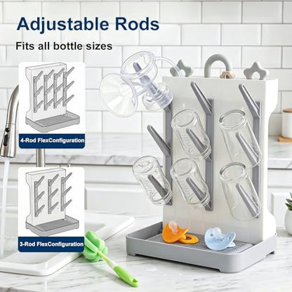 GoMaihe Baby Bottle Drying Rack: Space Saving Vertical Bottle Dryer Holder - color: Gray, size: Standard