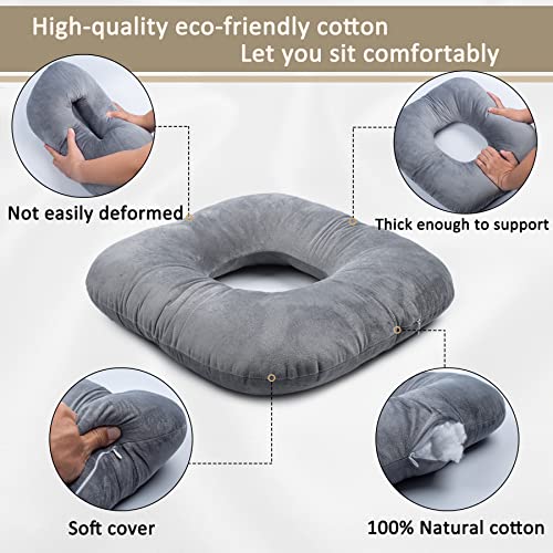 Hshbxd Donut Pillow, Tailbone Cushion for Wheelchair, Office and Travel - color: New Grey