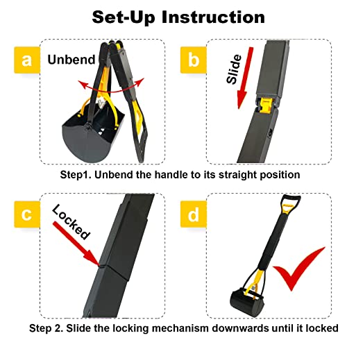 ienjoyed 32“ Tall Pooper Scooper, Large Pooper Scooper for Dogs Heavy Duty, Dog Pooper Scooper with Long Handle & High Strength Durable Spring, Foldable Dog Poop Pick Up - size: 32-inch(yellow1)
