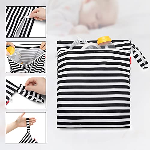 Damero Breast Pump Parts Bag with Place Mat, Black Strips - color: Black Strips