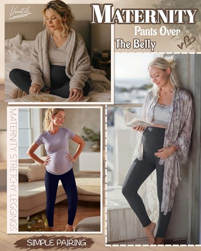 3 Pack Women's Maternity Pants Home Lounge Pajamas - color: Black, Dark Heather Gray, Navy Blue, size: Small