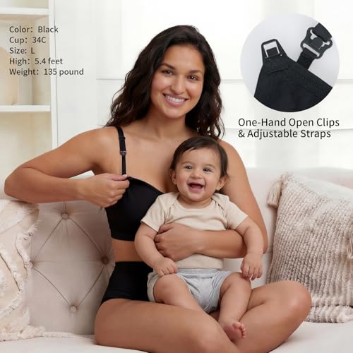 Under Control Nursing Bra 4-Pack - Wireless Maternity & Sleep Bra with Removable Pads - Comfortable Breastfeeding Bra (S-2XL) - color: Black/Coco/White/Coco, size: Small