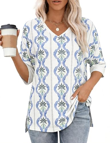 Totatuit Womens Oversized T Shirts Short Sleeve V Neck Basic Tees Tops - color: Multi Green, size: Medium