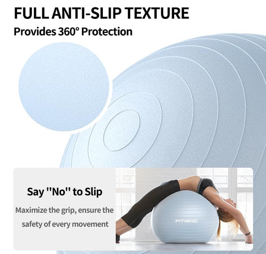 FITMIND_ Extra Thick Exercise Ball Yoga Ball 22in/26in/30in for Workout Pregnancy Stability,Anti-Burst and Slip Resistant Swiss Ball with Pump for Yoga, Pilates, Fitness,Birthing,Physical Therapy - color: blue, size: 18-22in/45-55cm