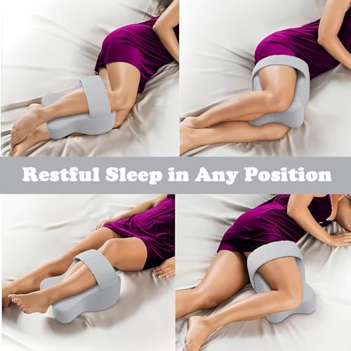 Knee Pillow for Side Sleepers,Relief from Sciatica Pain, Adjustable Strap, Pillow Sleeping Between Legs Aligns Spine, Memory Foam Leg Pillow for Hip Pain, Sciatica Pain Relief(White) - color: White