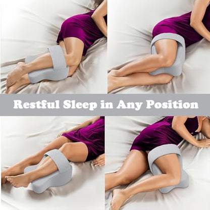 Knee Pillow for Side Sleepers,Relief from Sciatica Pain, Adjustable Strap, Pillow Sleeping Between Legs Aligns Spine, Memory Foam Leg Pillow for Hip Pain, Sciatica Pain Relief(White) - color: White