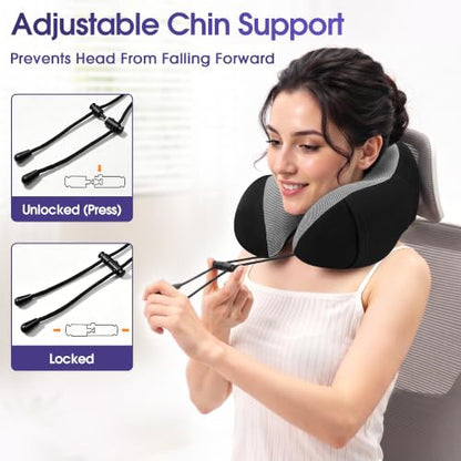 CloudBliss Neck Pillow for Airplanes, Memory Foam Travel Pillow, Black - color: Black