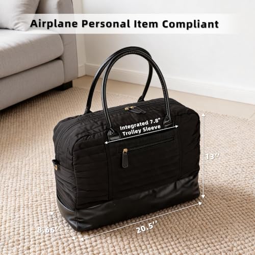MyMealivos Canvas Weekender Bag Travel Duffel Shoe Compartment Overnight - color: Black