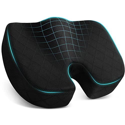 TushGuard Seat Cushion, Memory Foam Office Chair Cushion - Black, Large - color: Black, size: Large