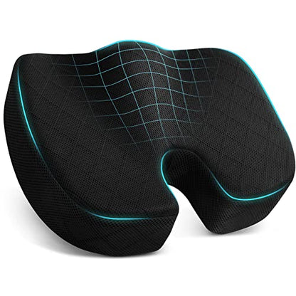 TushGuard Seat Cushion, Memory Foam Office Chair Cushion - Black, Large - color: Black, size: Large