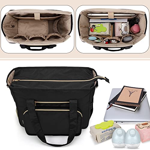 BAFASO Wearable Breast Pump Bag with Cooler and Laptop Sleeve, Black