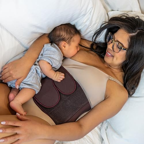 Belly Bandit BFF Postpartum Belly Wrap, Adjustable Abdominal Wrap - color: Brown, size: X-Small