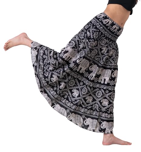 Long Skirts Tiered Maxi Boho Skirt - color: Black Elephant, size: Large-X-Large