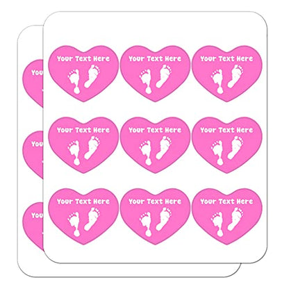 Personalized Custom 1 Line Baby Feet on Pink Shower Heart Shaped Planner - color: Clear