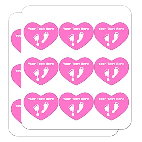 Personalized Custom 1 Line Baby Feet on Pink Shower Heart Shaped Planner - color: Opaque