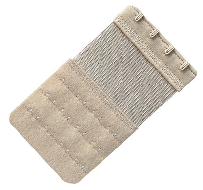 Women Pack of 3 Soft Comfortable 4 Hooks Bra Extender - color: Beige, 1/2 Inch Spacing