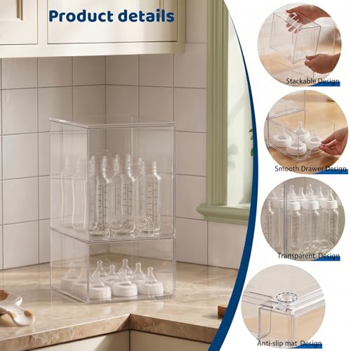 Baby Bottle Organizer Stackable, 2 Pack, 7.7'' & 4.2'' Tall - size: 1Tall+1Small
