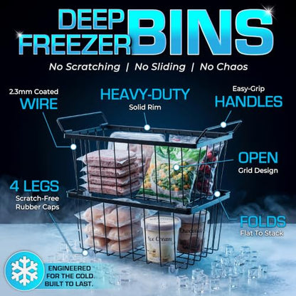 Freezer Organizer Bins 4-Pack, Fits Most 5–7 Cu. Ft. - Black - color: Black