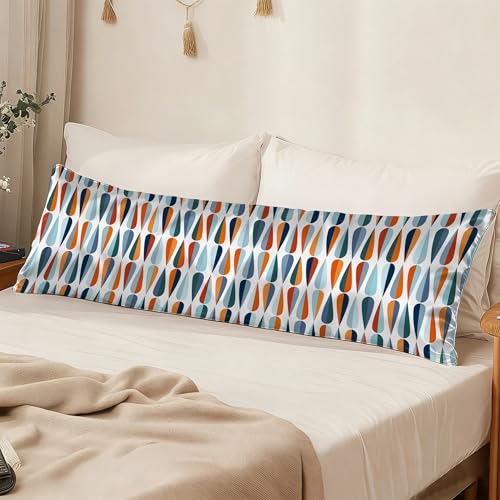 Body Cooling Pillow Cases Cover,Mid-Century Modern Body Pillow Cover Satin Pillowcase for Hair and Skin,Soft Long Pillow Cover with Zipper Closure 20x54 Inches - color: Mid-century Modern