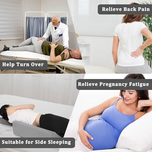 Bed Wedge Pillow for Side Sleeping Sponge Filled Body Positioning - color: Light Gray