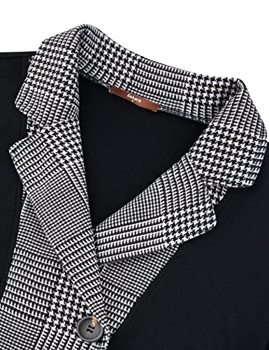 Gaharu Women's Swing Tunic Notch Collar Ladies Button Sweatshirt Long Sleeve Pullover Shirt Tops - color: Black and White, size: X-Large
