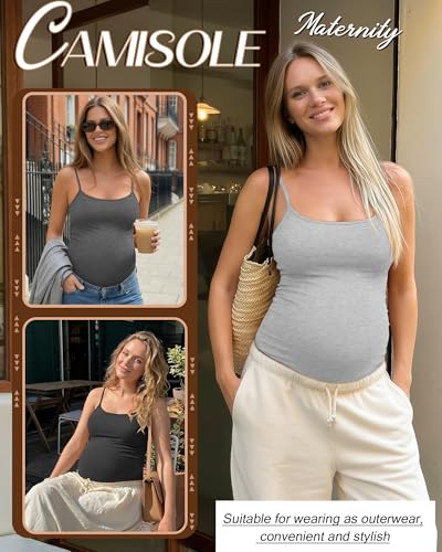 3 Pack Womens Maternity Nursing Camisoles - color: Light Gray, Dark Gray, Black, size: X-Large