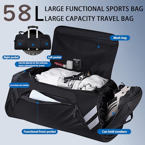 WOLFILIST Gym Bags for Men & Women - Duffle Bag with Shoe & Wet Compartment