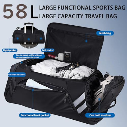 WOLFILIST Gym Bags for Men & Women - Duffle Bag with Shoe & Wet Compartment