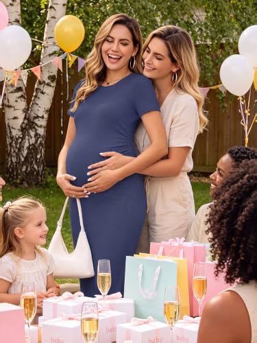 Maternity Dress Baby Shower Wedding Guest Bodycon - color: Navy, size: Medium