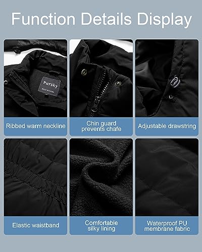 Pursky Women's Warm Winter Thicken Coat Waterproof Cropped Jackets Parka With Removable Hood - color: Black, size: Small