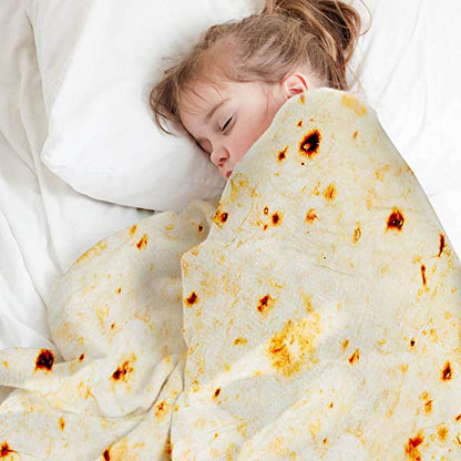Lhedon Tortilla Blanket Kids 49 Inch Burrito Blanket Soft Flannel - color: Beige, size: 49 inch