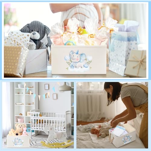 Pickmesh Baby Shower Storage Basket with Gift Bags, Blue Elephant - style: Blue Elephant