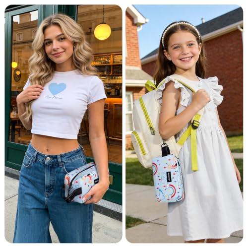 Cerbonny Small Cooler Bag,Freezable Lunch Bag,Built-In Ice Pack - color: Blue-Rainbow
