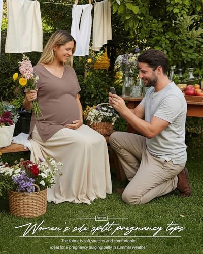 Ficerd 3 Pack Women's Maternity Shirts - color: Black, Coffee, Army Green, size: Small