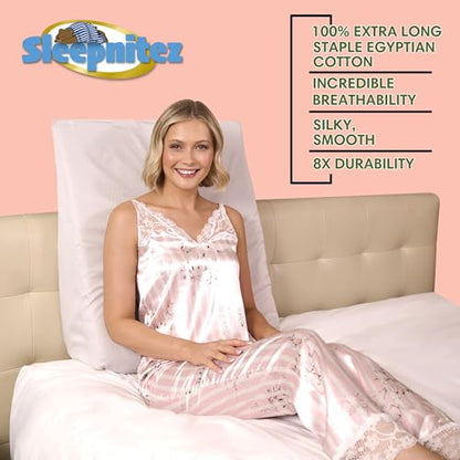 Sleepnitez 8" Wedge Pillow Cover, 100% Egyptian Cotton Sateen, Light Gray - color: Light Gray