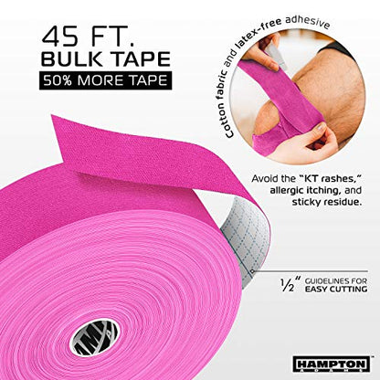 Hampton Adams Kinesiology Tape, Uncut Roll, Waterproof Muscle Support - color: Pink, size: 2in x 135ft (1 Roll)
