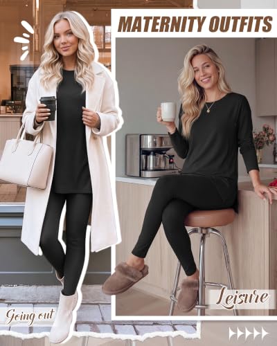 Neer Maternity Nursing Pajamas Sets 2 Piece Outfits - color: Black, size: XX-Large