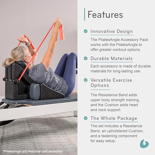 Balanced Body PilatesAngle & Accessories – Reformer Workout Wedge, Resistance Band, and Neck Support for Home Gym & Studio - style: Accessory Pack Only