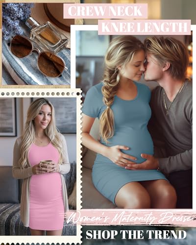 Riyiper 3 Pack Womens Maternity Short Sleeve Dresses - color: Sky Blue, Pure Red, Bright Pink, size: XX-Large
