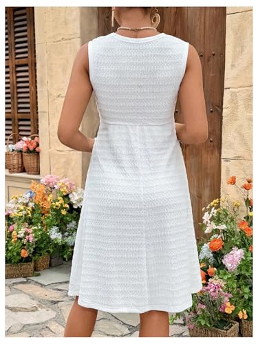OYOANGLE Women's Maternity Dress Sleeveless Nursing Dresses Breastfeeding - color: White, size: Small