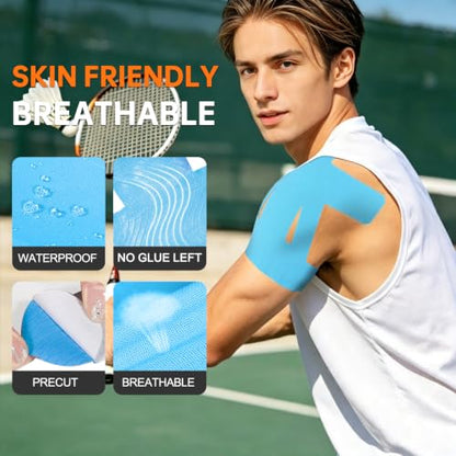 Precut Kinesiology Tape for Shoulder, 20 Pcs, Blue - color: Blue, size: 20 Pcs